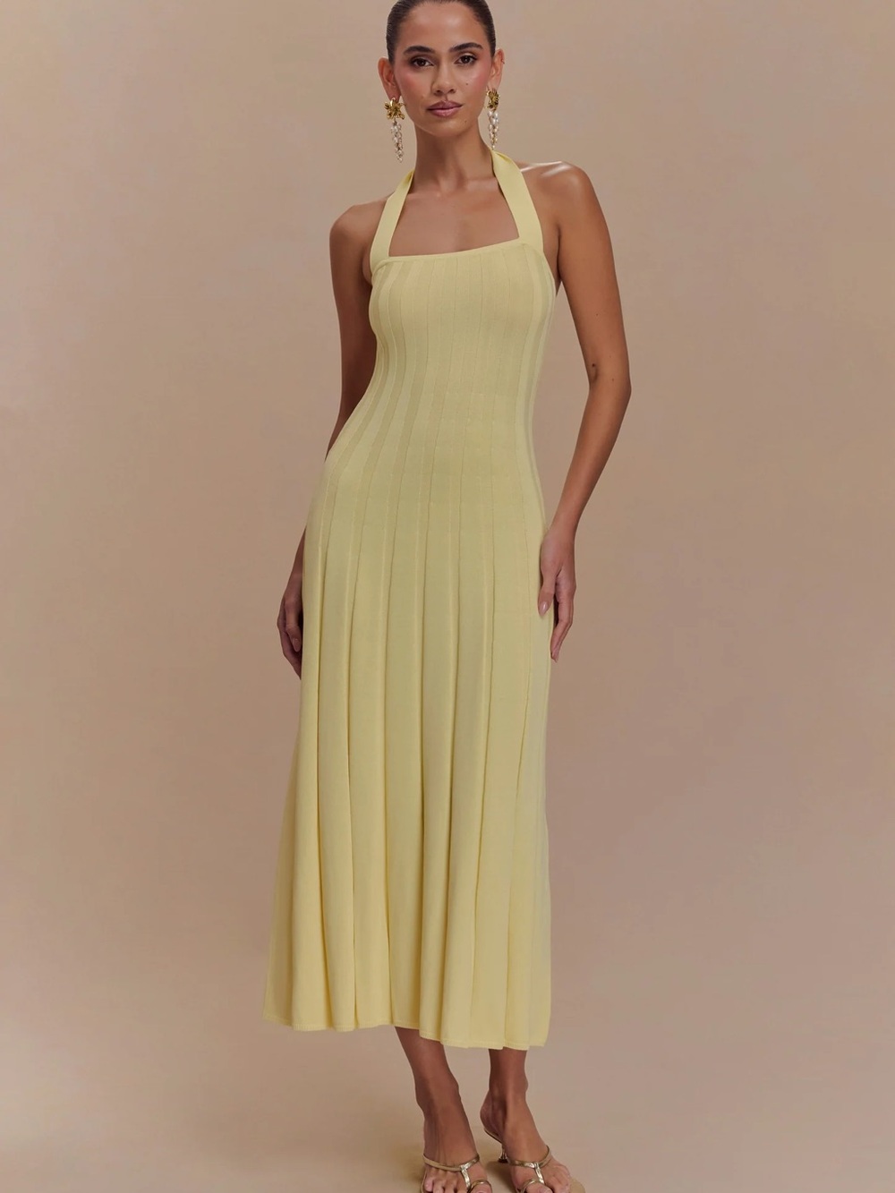 Jacqui halter knit midi dress
